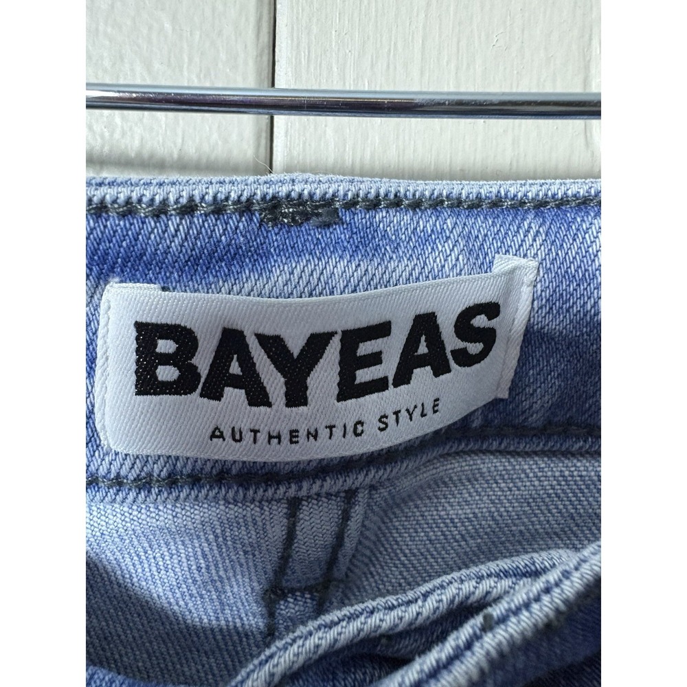 Bayeas High Rise Wide Leg Jeans Size 25 Light Wash Raw Hem Y2K Coastal Cowgirl - Picture 2 of 5